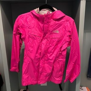 Girls Northface rain, jacket, size 10, hot pink